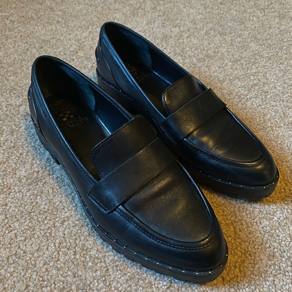 Vince Camuto Leather Black Loafers
